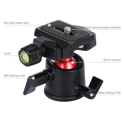 PULUZ 360 Degree Rotation Panoramic Metal Ball Head with Quick Release Plate for DSLR & Digital Cameras(Black) - Camera Accessories by PULUZ | Online Shopping UK | buy2fix