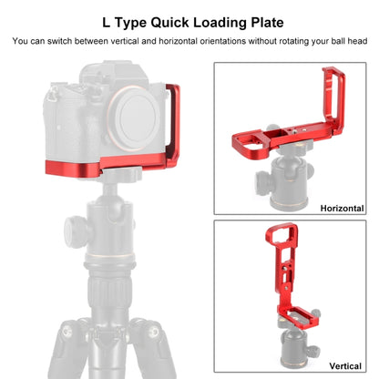 PULUZ 1/4 inch Vertical Shoot Quick Release L Plate Bracket Base Holder for Sony A9 (ILCE-9) / A7 III/ A7R III(Red) - L-Bracket by PULUZ | Online Shopping UK | buy2fix