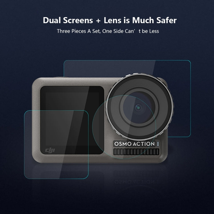 PULUZ Lens + Front and Back LCD Display 9H 2.5D Tempered Glass Film for DJI Osmo Action - Protective Film & Stickers by PULUZ | Online Shopping UK | buy2fix