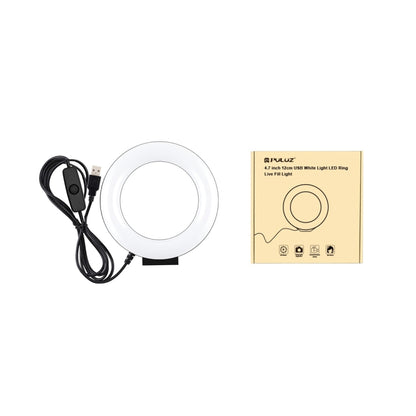 PULUZ 4.7 inch 12cm Curved Surface USB White Light LED Ring Selfie Beauty Vlogging Photography Video Lights(Black) - Ring Light by PULUZ | Online Shopping UK | buy2fix