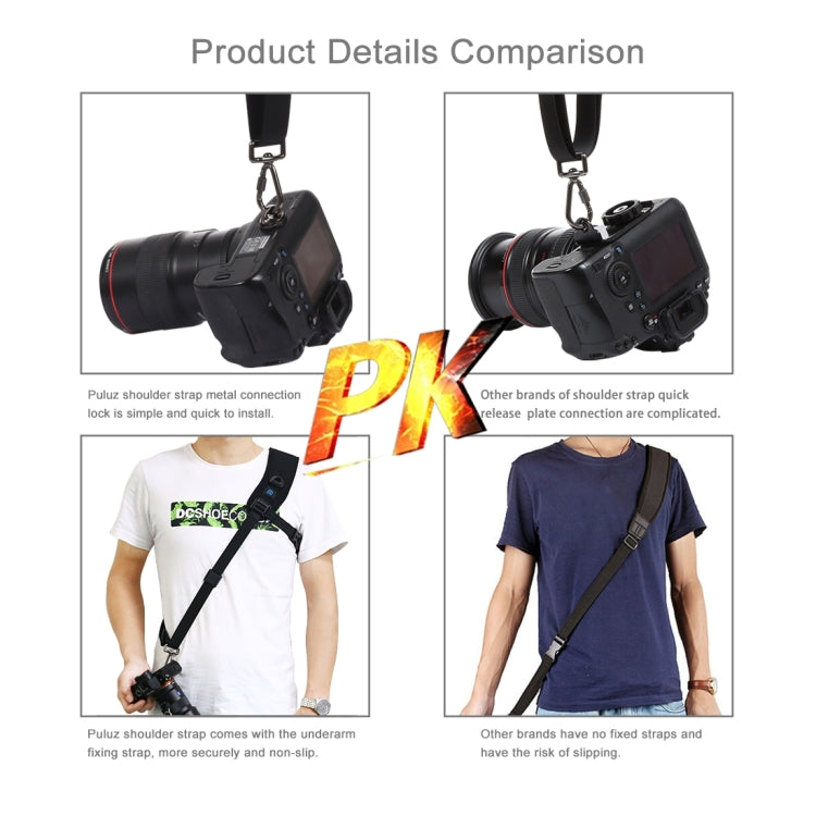 PULUZ Quick Release Anti-Slip Soft Pad Nylon Breathable Curved Camera Strap with Metal Hook for SLR / DSLR Cameras - Camera Strap by PULUZ | Online Shopping UK | buy2fix