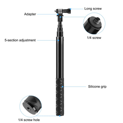 PULUZ 110cm Metal Selfie Stick Monopod with Invisible Adapter Base & Screw for Insta360 One RS / X2 / X3 - DJI & GoPro Accessories by PULUZ | Online Shopping UK | buy2fix