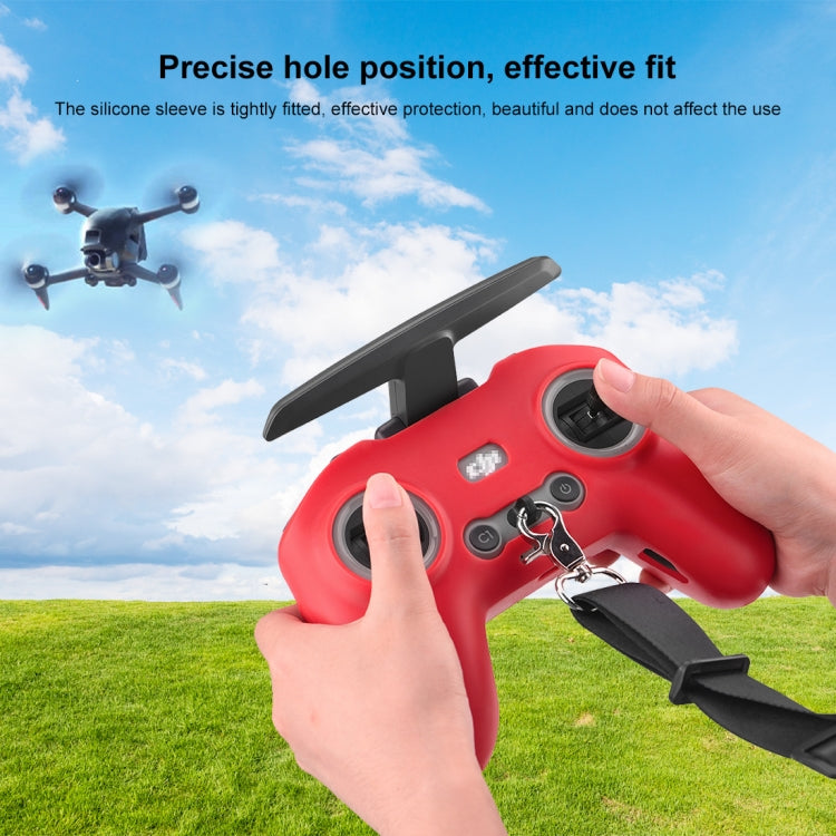 For DJI FPV Combo Remote Control PULUZ Silicone Protective Case(Red) - Cases & Bags by PULUZ | Online Shopping UK | buy2fix