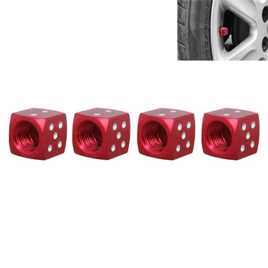 Universal 8mm Dice Style Aluminium Alloy Car Tire Valve Caps, Pack of 4(Red) - In Car by buy2fix | Online Shopping UK | buy2fix