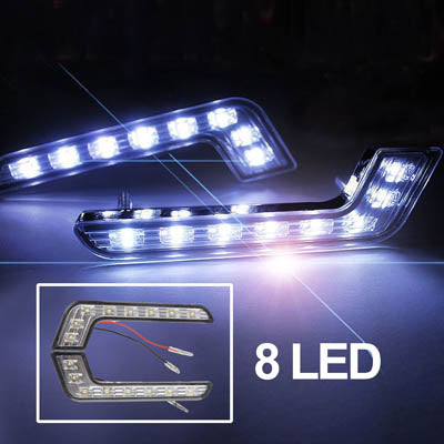 Universal White 8 LED Daytime Running Light for Car (Black) - In Car by buy2fix | Online Shopping UK | buy2fix