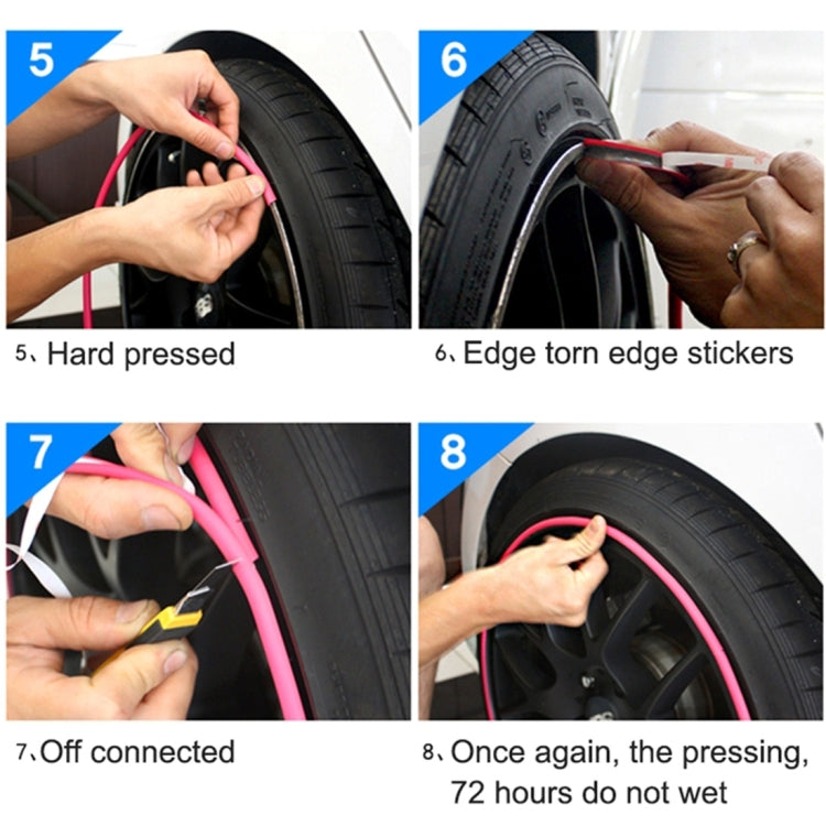 Universal Decorative Scratchproof Stickup 8M Flexible Car Wheel Hub TRIM Mouldings Decoration Strip(Pink) - Decorative Strip by buy2fix | Online Shopping UK | buy2fix