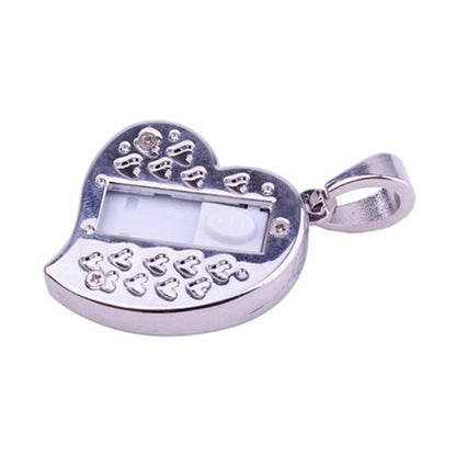 Silver Heart Shaped Diamond Jewelry USB Flash Disk, Special for Valentines Day Gifts (4GB) -  by buy2fix | Online Shopping UK | buy2fix