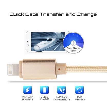 1m Woven Style Metal Head 8 Pin to USB Data Sync Charging Cable for iPhone, iPad - Normal Style Cable by buy2fix | Online Shopping UK | buy2fix