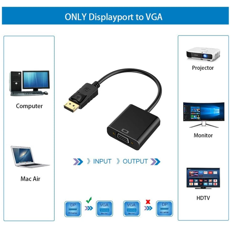 Display Port Male to VGA Female Converter, Length: 20cm -  by buy2fix | Online Shopping UK | buy2fix