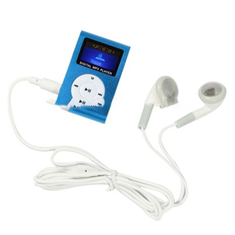 TF (Micro SD) Card Slot MP3 Player with LCD Screen, Metal Clip, Radio Function(Baby Blue) - Consumer Electronics by buy2fix | Online Shopping UK | buy2fix