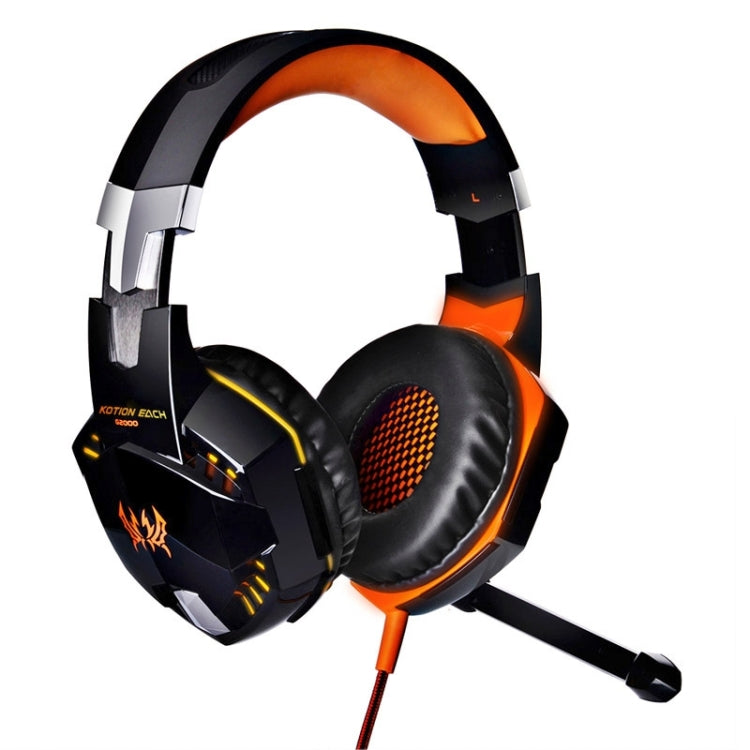 EACH G2000 Over-ear Stereo Bass Gaming Headset with Mic & LED Light for Computer, Cable Length: 2.2m(Orange) - Multimedia Headset by KOTION EACH | Online Shopping UK | buy2fix