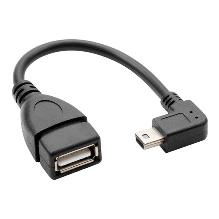 90 Degree Mini USB Male to USB 2.0 AF Adapter Cable with OTG Function, Length: 13cm(Black) -  by buy2fix | Online Shopping UK | buy2fix