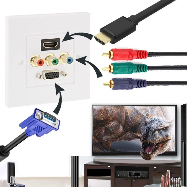 HDMI Female Plug + 3 RCA Female Plugs + VGA Female Plug Wall Plate Panel - Consumer Electronics by buy2fix | Online Shopping UK | buy2fix