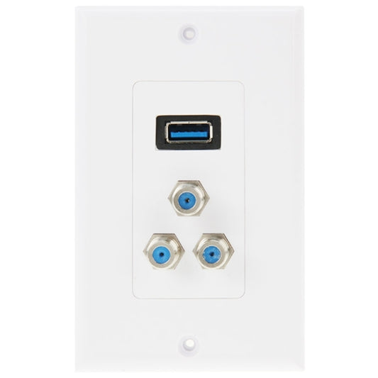 USB 3.0 Female Plug + 3 F Female Plugs Wall Plate Panel - Consumer Electronics by buy2fix | Online Shopping UK | buy2fix