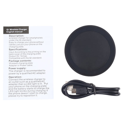 Universal QI Standard Round Wireless Charging Pad(Black) - Wireless Charger by buy2fix | Online Shopping UK | buy2fix