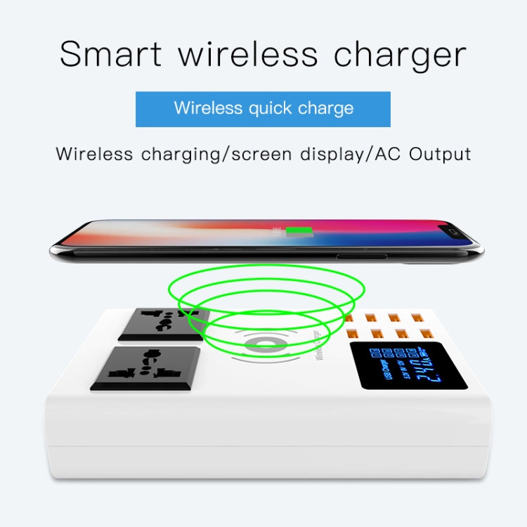 YC-CDA10W 10W Multi Port USB Intelligent Digital Display Fast Charging Wireless Charger, EU Plug - Multifunction Charger by buy2fix | Online Shopping UK | buy2fix