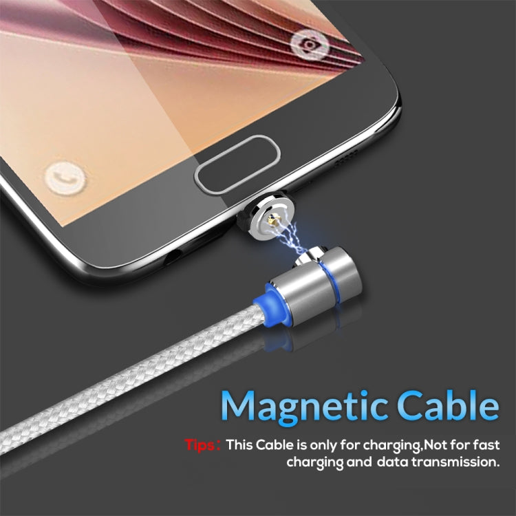 TOPK 1m 2.4A Max USB to Micro USB 90 Degree Elbow Magnetic Charging Cable with LED Indicator(Silver) - Mobile Accessories by TOPK | Online Shopping UK | buy2fix