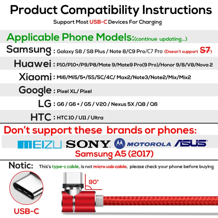 TOPK 1m 2.4A Max USB to USB-C / Type-C 90 Degree Elbow Magnetic Charging Cable with LED Indicator(Red) - Mobile Accessories by TOPK | Online Shopping UK | buy2fix