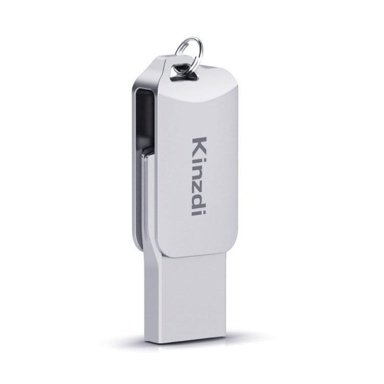 Kinzdi 32GB USB 2.0 Android Phone & Computer Dual-use Rotary Metal U Disk V8 (Silver) - USB Flash Drives by Kinzdi | Online Shopping UK | buy2fix