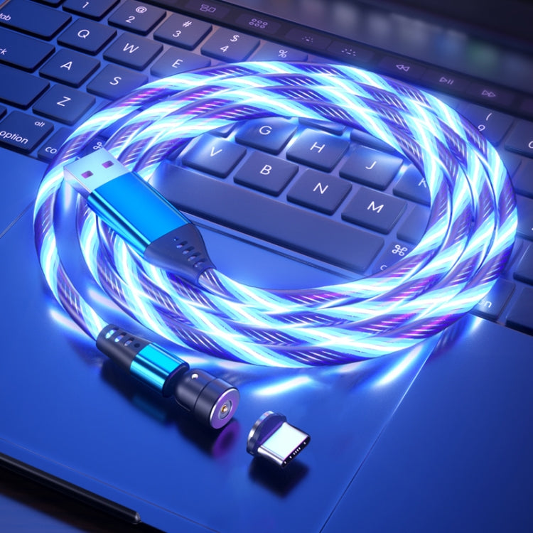 2.4A USB to USB-C / Type-C 540 Degree Bendable Streamer Magnetic Data Cable, Cable Length: 1m (Blue) - Mobile Accessories by buy2fix | Online Shopping UK | buy2fix
