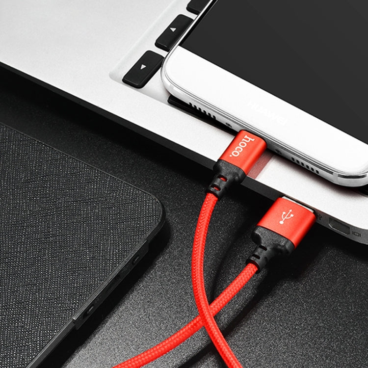 hoco X14 2m Nylon Braided Aluminium Alloy USB-C / Type-C to USB Data Sync Charging Cable(Red) - USB-C & Type-C Cable by hoco | Online Shopping UK | buy2fix