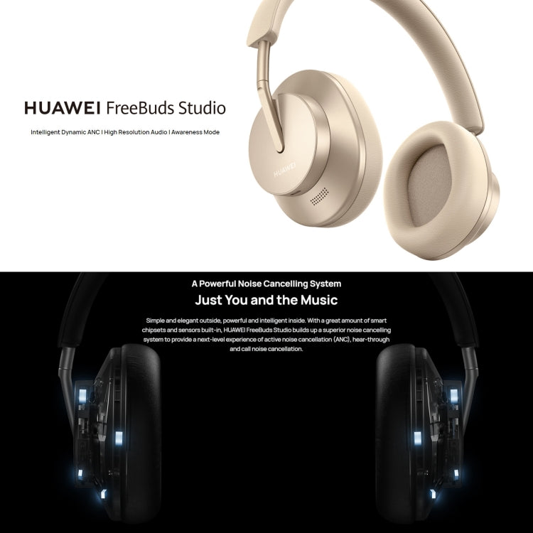 Original HUAWEI FreeBuds Studio Dynamic Noise Cancelling Bluetooth 5.2 Wireless Headset(Gold) - Headset & Headphone by Huawei | Online Shopping UK | buy2fix