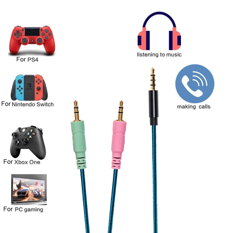 ZS0158 Straight Plug + Adapter Cable Gaming Headset Audio Cable for SteelSeries Arctis 3 / 5 / 7 (Blue) - Computer & Networking by buy2fix | Online Shopping UK | buy2fix