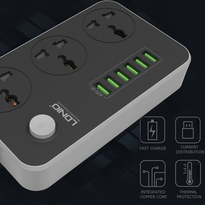 LDNIO SC3604 6 x USB Ports Multi-function Travel Home Office Socket, Cable Length: 2m, EU Plug - Extension Socket by LDNIO | Online Shopping UK | buy2fix