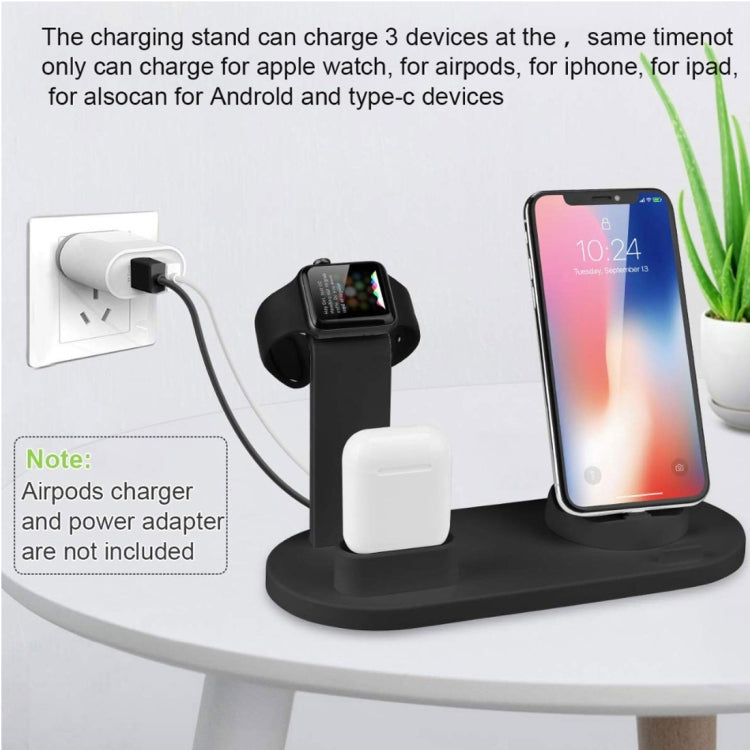 HQ-UD15 5 in 1 Micro USB + USB-C / Type-C + 8 Pin Interface Phone Charging Base with 8 Pin Earphone Charging Interface & Watch Stand(White) - Multifunction Charger by buy2fix | Online Shopping UK | buy2fix