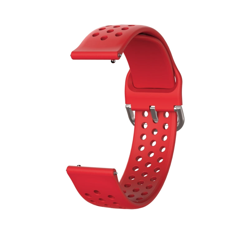 20mm For Huami Amazfit GTS / Samsung Galaxy Watch Active 2 / Huawei Watch GT2 42MM Inner Buckle Breathable Watch Band(Red) - Watch Bands by buy2fix | Online Shopping UK | buy2fix