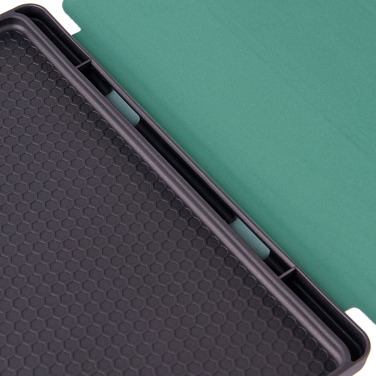 For Samsung Galaxy S6 Lite P610 Honeycomb Ventilation Foldable Deformation Horizontal Flip PU Leather Case with 3-Folding Holder & Pen Slot & Smart Sleep / Wake-up(Dark Night Green) - Samsung Accessories by buy2fix | Online Shopping UK | buy2fix