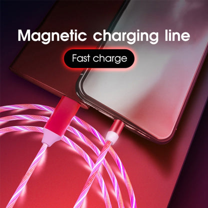 2 in 1 USB to Type-C / USB-C + Micro USB Magnetic Absorption Colorful Streamer Charging Cable, Length: 1m(Red Light) - Mobile Accessories by buy2fix | Online Shopping UK | buy2fix
