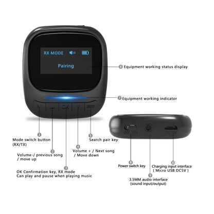 B36 CSR OLED Bluetooth 5.0 Receiver-transmitter Two-in-one Audio Receiver Transmitter - Apple Accessories by buy2fix | Online Shopping UK | buy2fix