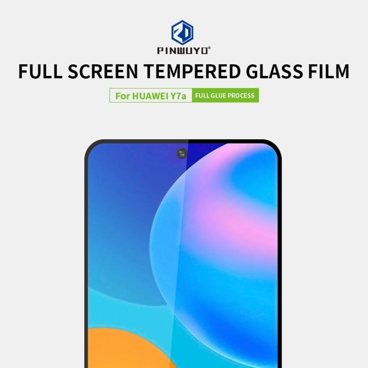 For Huawei Y7a PINWUYO 9H 2.5D Full Screen Tempered Glass Film(Black) -  by PINWUYO | Online Shopping UK | buy2fix