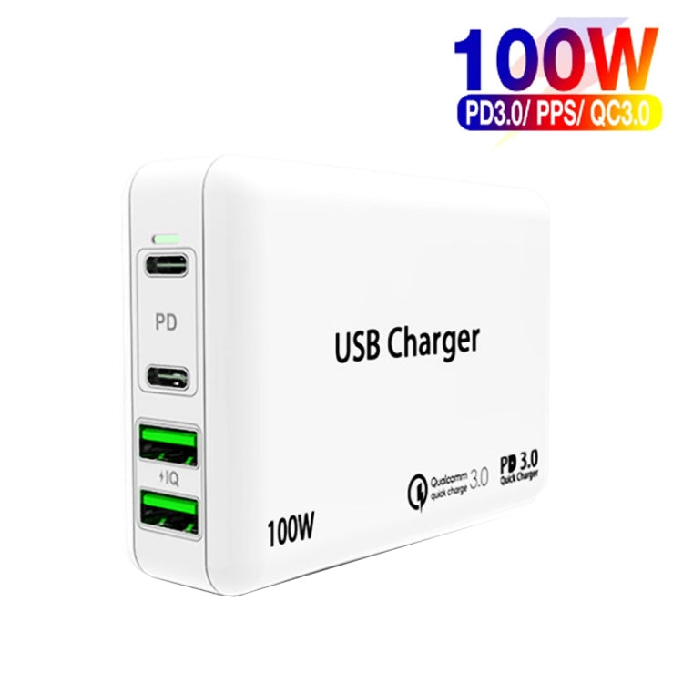 PD 65W Dual USB-C / Type-C + Dual USB 4-port Charger with Power Cable for Apple / Huawei / Samsung Laptop US Plug - Mobile Accessories by buy2fix | Online Shopping UK | buy2fix