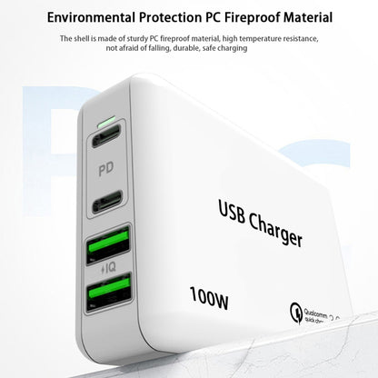 PD 65W Dual USB-C / Type-C + Dual USB 4-port Charger with Power Cable for Apple / Huawei / Samsung Laptop US Plug - Mobile Accessories by buy2fix | Online Shopping UK | buy2fix