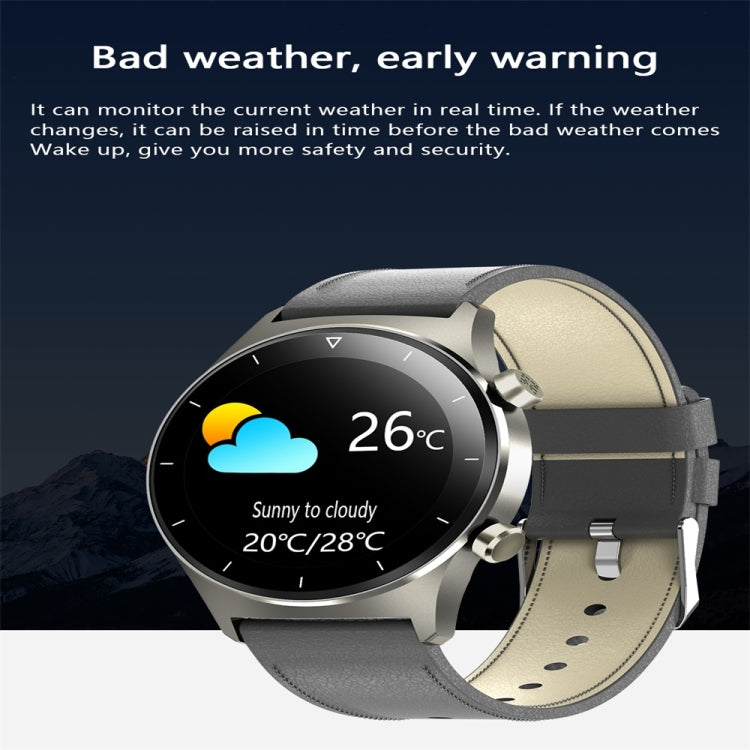 E13 1.28 inch IPS Color Screen Smart Watch, IP68 Waterproof, Leather Watchband, Support Heart Rate Monitoring/Blood Pressure Monitoring/Blood Oxygen Monitoring/Sleep Monitoring(Silver) - Smart Wear by buy2fix | Online Shopping UK | buy2fix