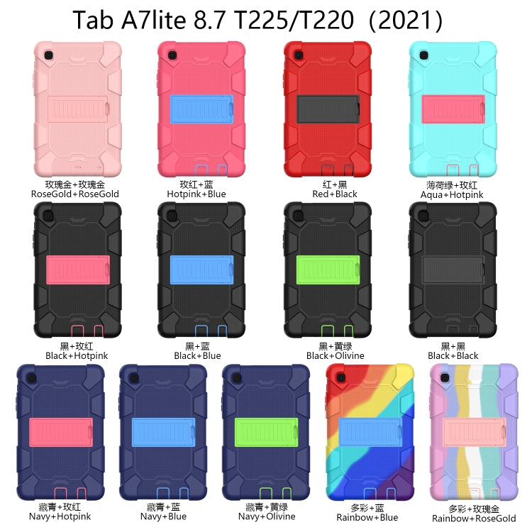 For Samsung Galaxy Tab A7 Lite T220 / T225 Two-Color Robot Shockproof Silicone + PC Protective Case with Holder(Rainbow+Rose Gold) - Samsung Accessories by buy2fix | Online Shopping UK | buy2fix