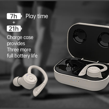 T20 TWS Bluetooth Hooks Wireless Sports Headphones with Charging Box IPX6 Waterproof Noise-cancelling Earphones(Gray) - Bluetooth Earphone by buy2fix | Online Shopping UK | buy2fix