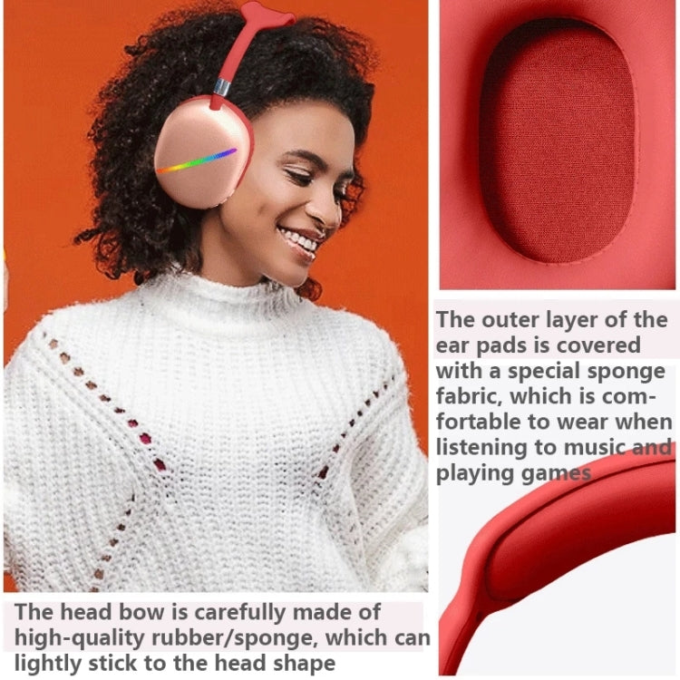 AKZ MAX10 Head-mounted RGB Wireless Bluetooth Music Headset With Microphone, Supports TF Card(Red) - Headset & Headphone by buy2fix | Online Shopping UK | buy2fix