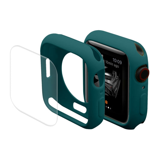 ENKAY Hat-Prince Protective TPU Watch Case + Full Coverage PET Screen Protector Film For Apple Watch Series 8 / 7 41mm(Dark Green) - Watch Cases by ENKAY | Online Shopping UK | buy2fix