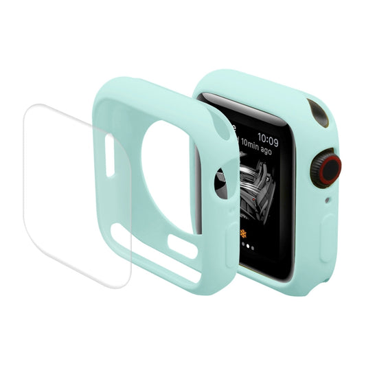 ENKAY Hat-Prince Protective TPU Watch Case + Full Coverage PET Screen Protector Film For Apple Watch Series 8 / 7 45mm(Light Blue) - Watch Cases by ENKAY | Online Shopping UK | buy2fix