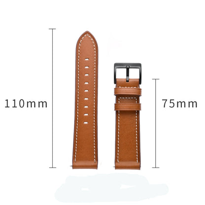 For Huawei Watch GT3 46mm / Watch GT Runner First Layer Leather Sewing Thread Watch Band (Black) - Smart Wear by buy2fix | Online Shopping UK | buy2fix