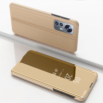 For Xiaomi 12 Pro Plated Mirror Horizontal Flip Leather Case with Holder(Gold) - Xiaomi Accessories by buy2fix | Online Shopping UK | buy2fix