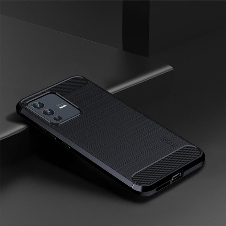 For vivo V23 5G/S12 MOFI Gentleness Series Brushed Texture Carbon Fiber Soft TPU Phone Case(Blue) - vivo Cases by MOFI | Online Shopping UK | buy2fix