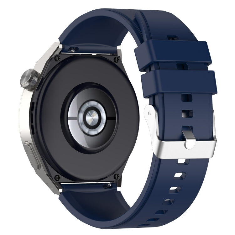 For Huawei Watch GT 3 Pro 46mm 22mm Protruding Head Silver Buckle Silicone Watch Band(Dark Blue) - Smart Wear by buy2fix | Online Shopping UK | buy2fix