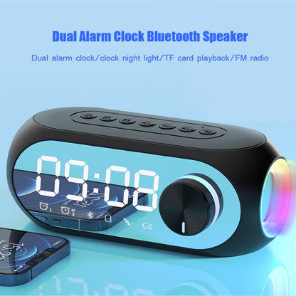 AEC S8 Alarm Clock Bluetooth Speakers with LED Light Support TF / FM(Black) - Desktop Speaker by AEC | Online Shopping UK | buy2fix