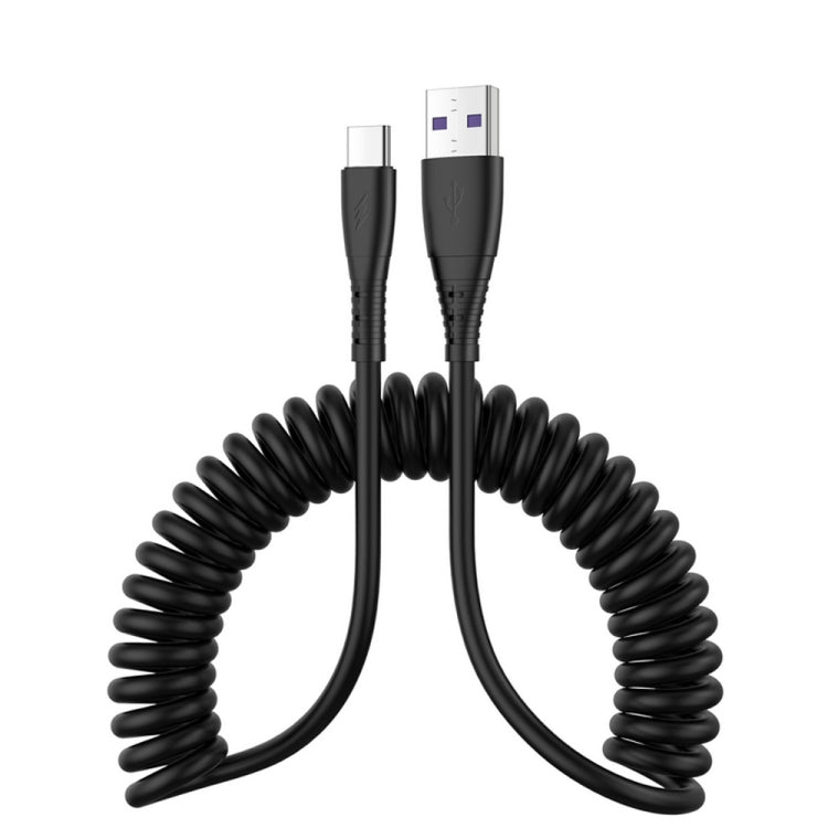 USB to Type-C 1.5m Spring Telescopic Mobile Phone Fast Charging Data Cable - Mobile Accessories by buy2fix | Online Shopping UK | buy2fix