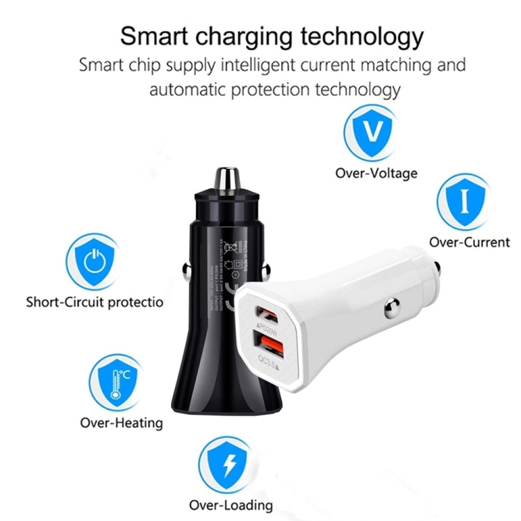 TE-P22 38W PD USB-C / Type-C + QC3. 0 USB Car Charger with 1m USB to Micro USB Data Cable(Black) - Car Charger by buy2fix | Online Shopping UK | buy2fix