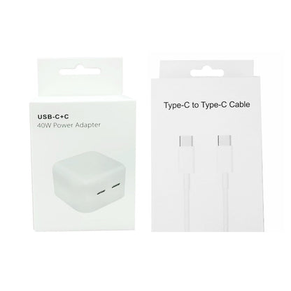 SDC-40W Dual PD USB-C / Type-C Ports Charger with 1m Type-C to Type-C Data Cable, EU Plug - Mobile Accessories by buy2fix | Online Shopping UK | buy2fix